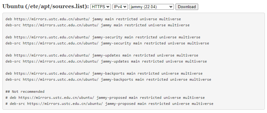 ubuntu22.04配置sources.list